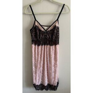 Soma Women's Lace Slip Dress Pink Black Contrast Mini Lingerie Romantic Y2K SZ M